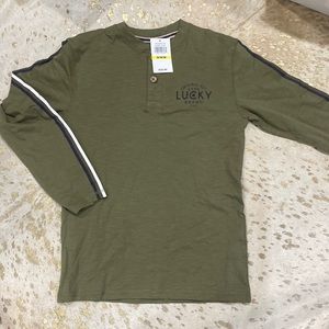 Lucky brand long sleeve button stripe sleeve  t shirt top